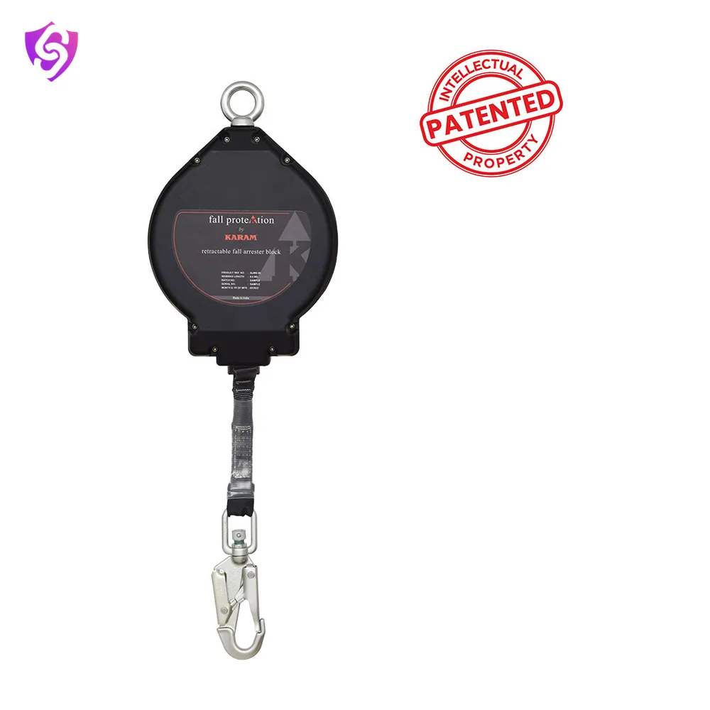 Karam Aluminium Casing Retractable Blocks with 25mm Webbing Lanyard with Steel Snap Hook (10 Meter)