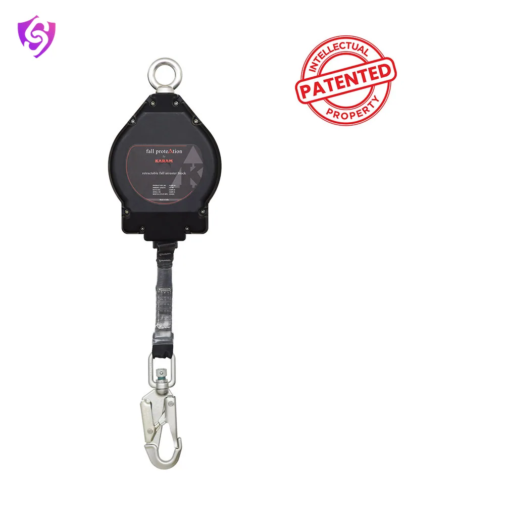 Karam Aluminium Casing Retractable Blocks with 25mm Webbing Lanyard with Steel Snap Hook (5 Meter)