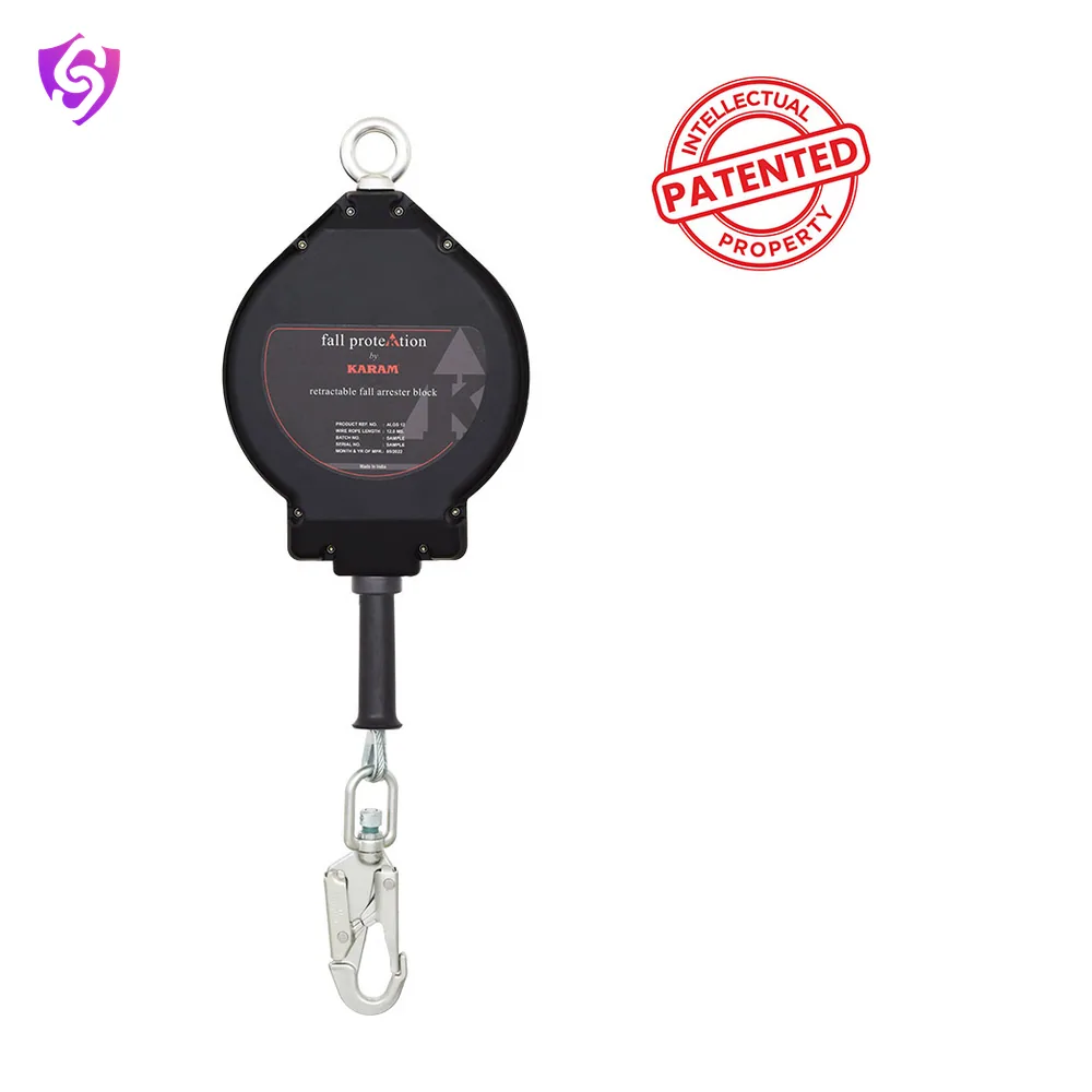 Karam Aluminium Casing Retractable Blocks with Galvanized Steel Wire Rope 10 Meter with Steel Snap Hook