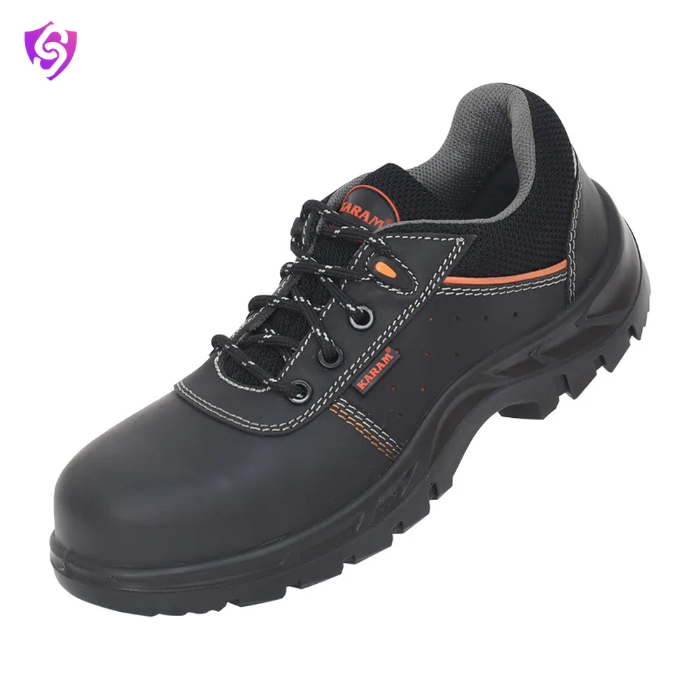 Karam Black Grain Leather Safety Shoes with Composite Toe