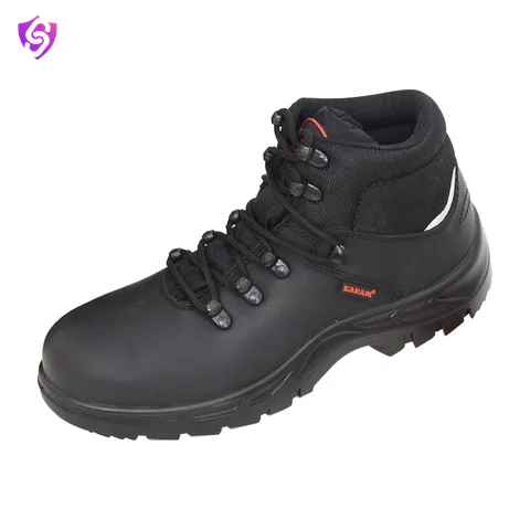 Karam Black Grain Leather Safety Shoes with Netlon Inner Lining