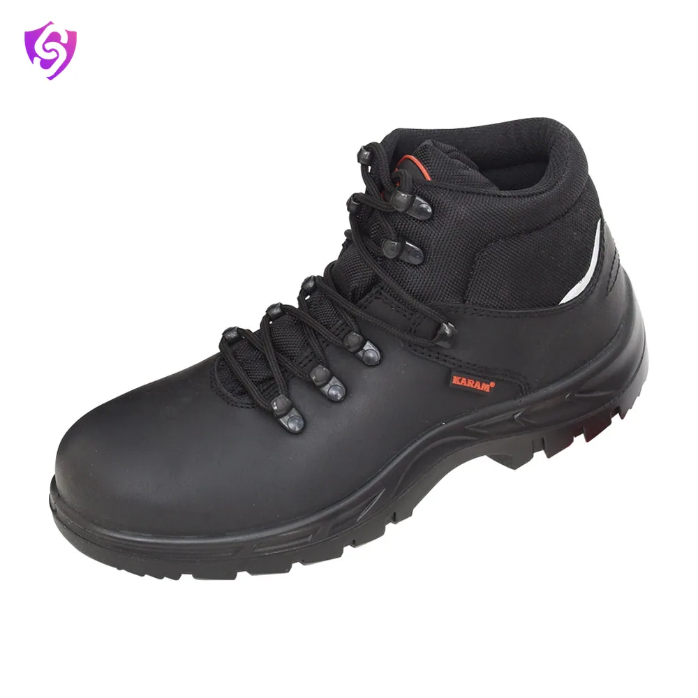 Karam Black Grain Leather Safety Shoes with Netlon Inner Lining