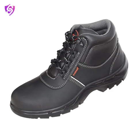 Karam Black Grain Leather Safety Shoes with Steel Toe