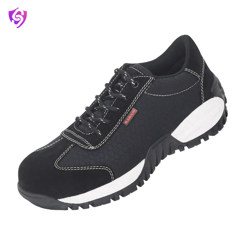 Karam Black Suede Leather Low Ankle Safety Shoes