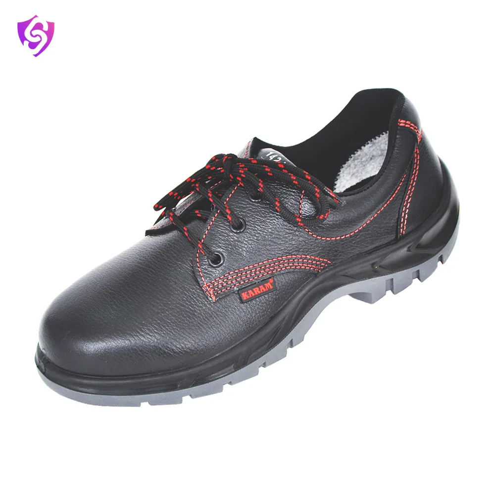 Karam Deluxe Leather Red Stitched Safety Shoes