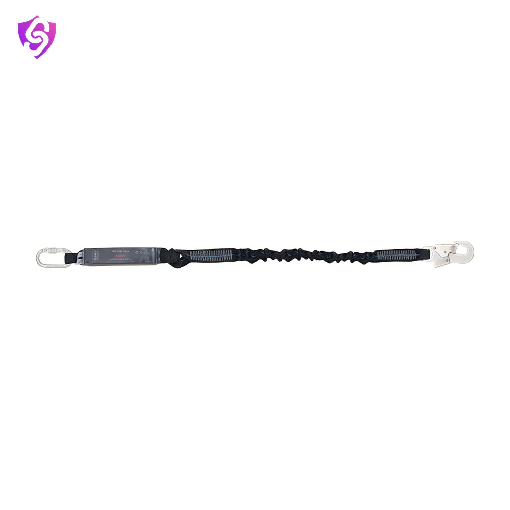 Karam Energy Absorbing Expandable Webbing Edge Safe Lanyard with One Side Karabiner PN112 and other Side Hook PN121