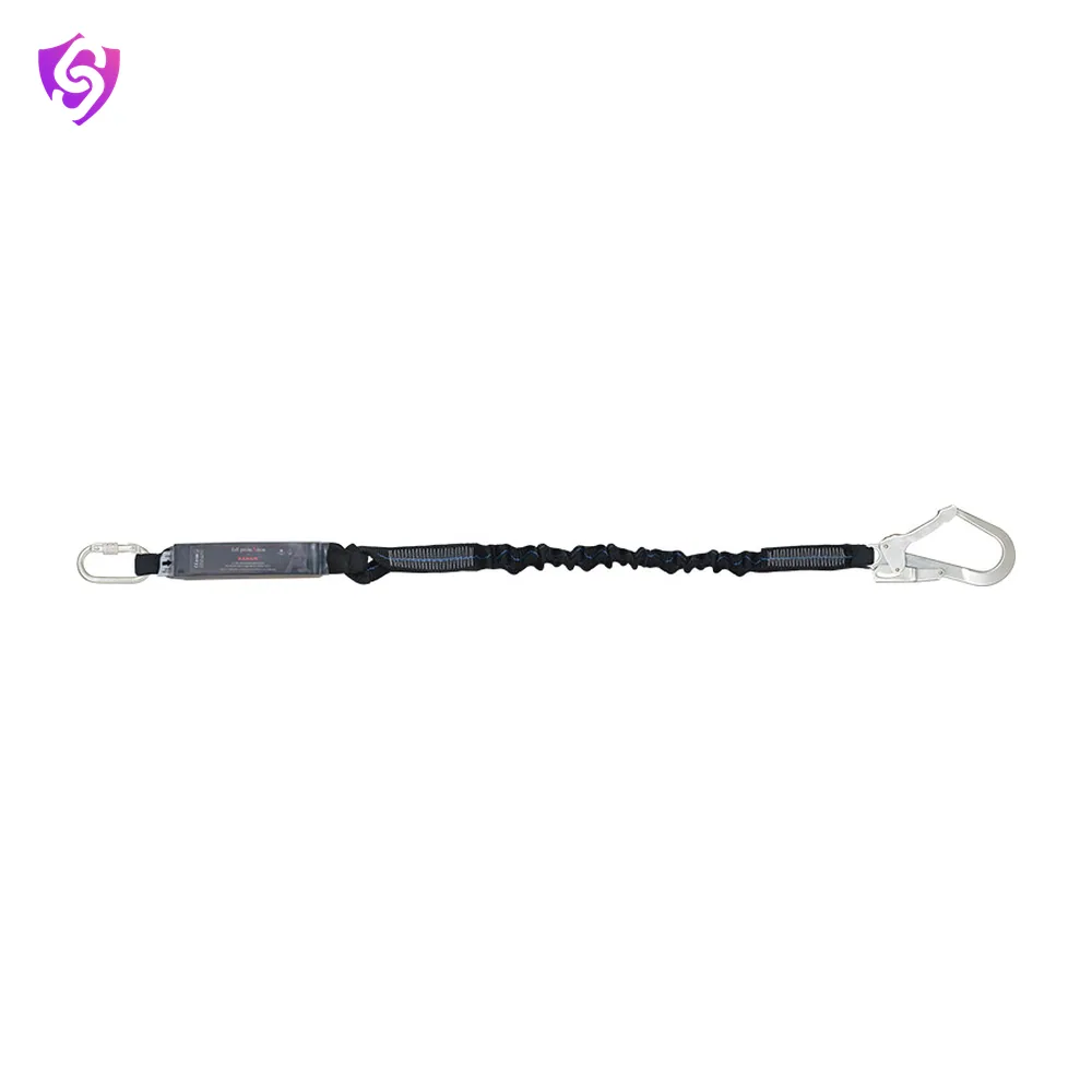 Karam Energy Absorbing Expandable Webbing Edge Safe Lanyard with One Side Karabiner PN112 and other Side Hook PN131N