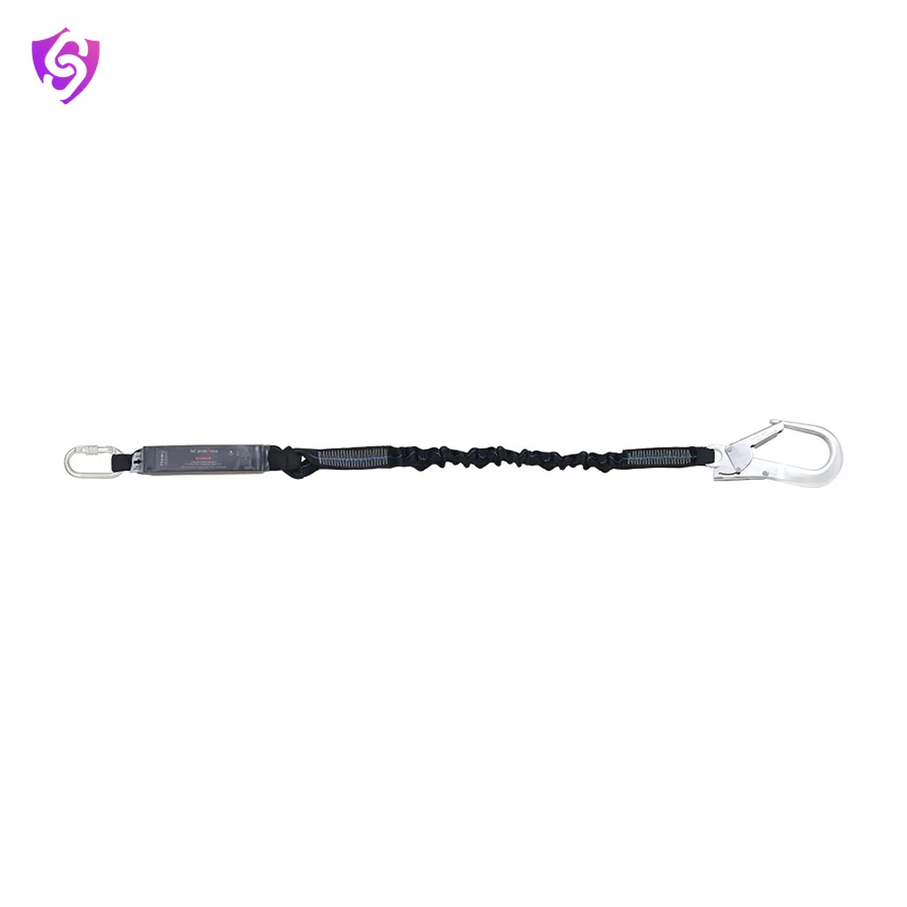 Karam Energy Absorbing Expandable Webbing Edge Safe Lanyard with One Side Karabiner PN112 and other Side Hook PN136
