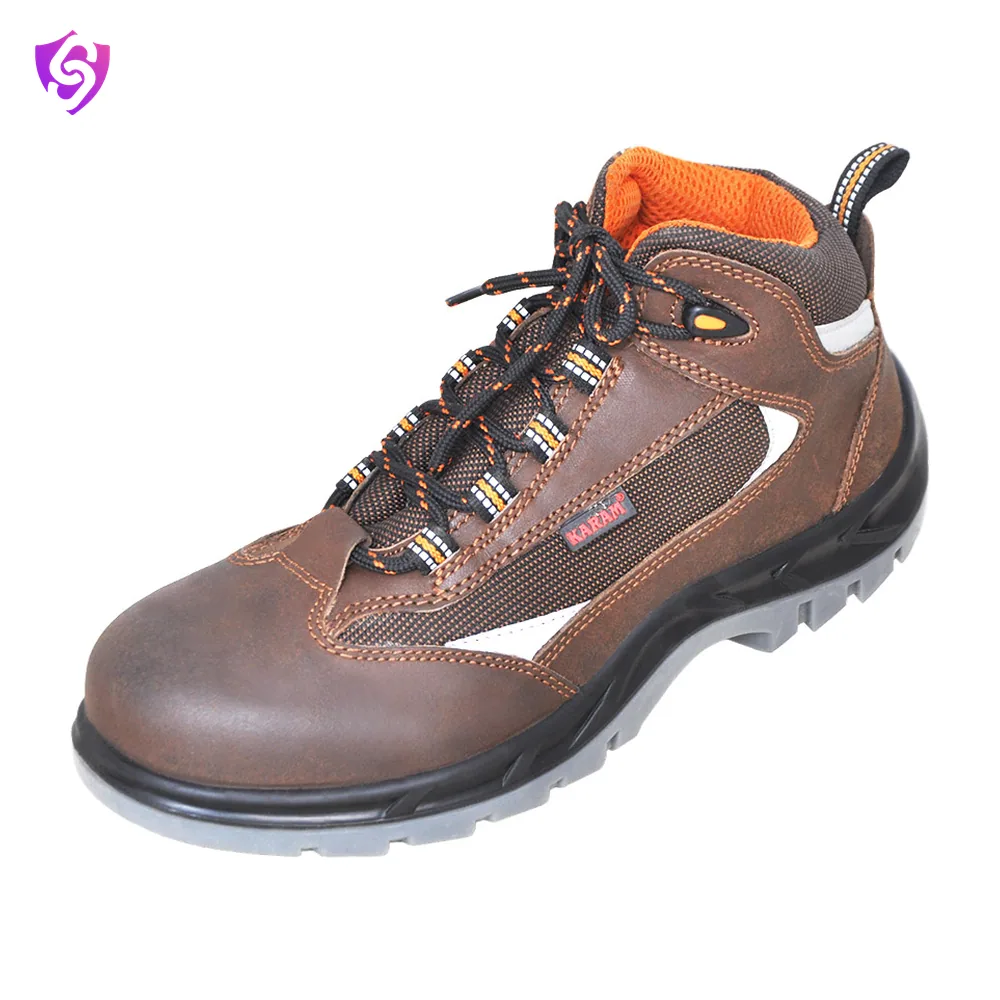 Karam Executive Ankle Sporty Lace-up Brown Leather Safety Shoes