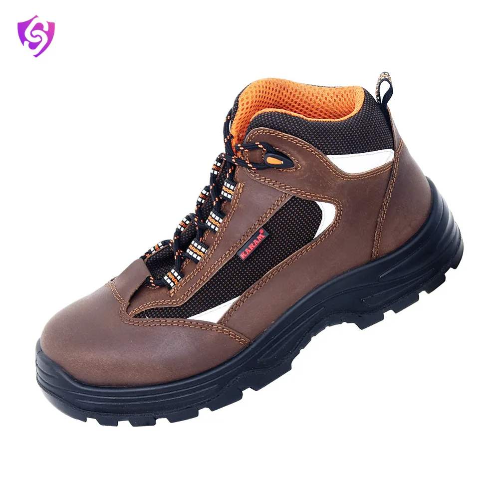 Karam Executive Ankle Sporty Lace-up Brown Leather Safety Shoes With Nitrile Sole