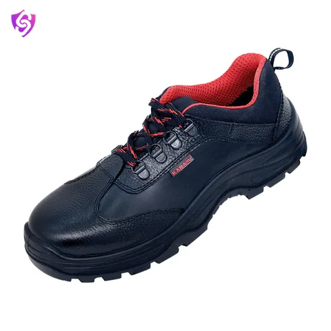 Karam Executive Sporty Lace-up Red Stitched Premium Safety Shoes With Nitrile Sole