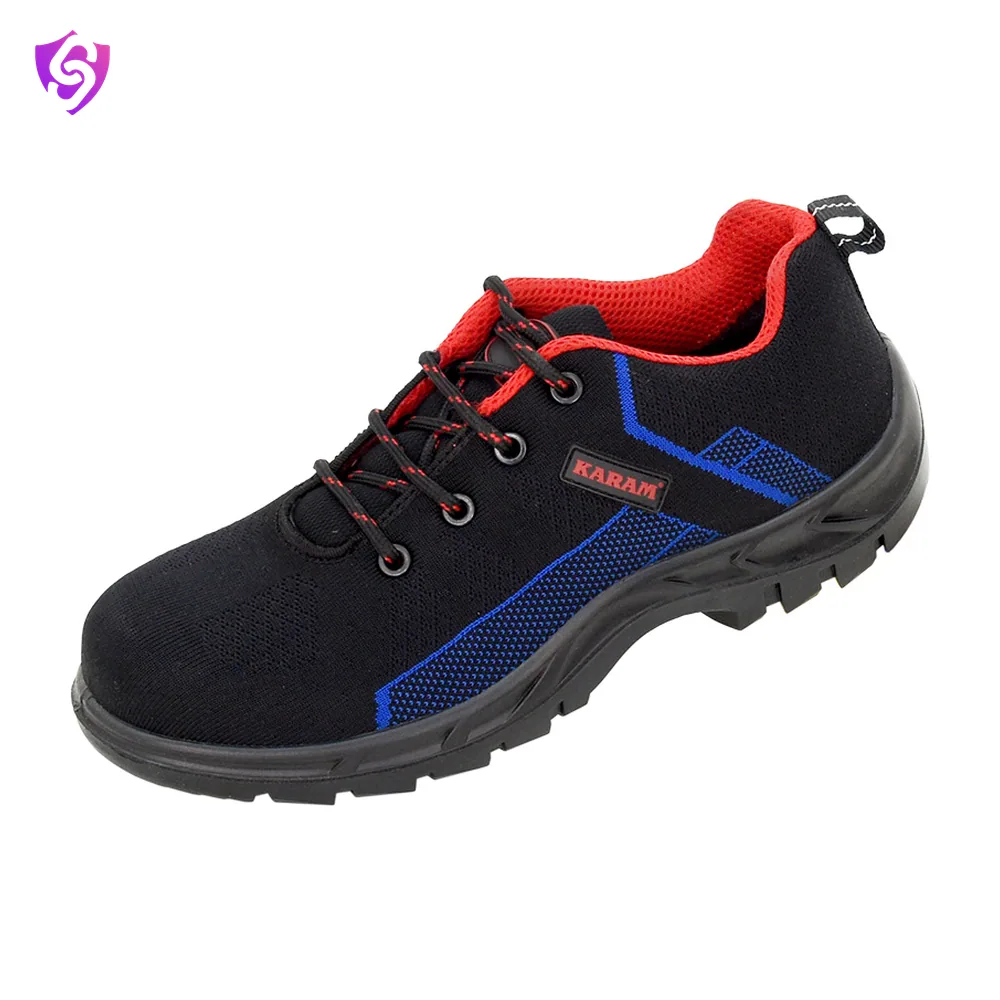 Karam Flytex Black and Blue Sporty Safety Shoes
