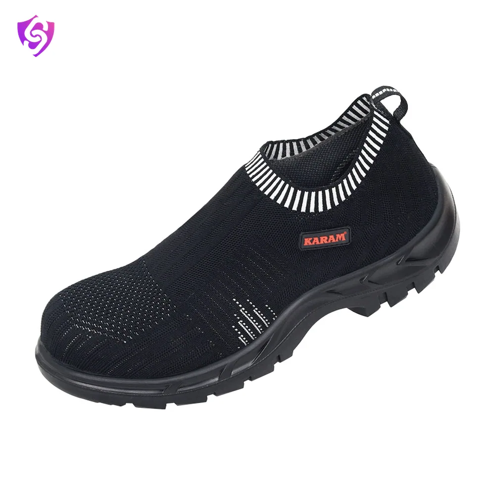 Karam Flytex Black Slip-on Sporty Safety Shoes