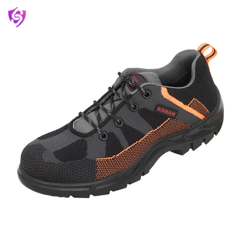 Karam Flytex Grey And Orange Sporty Safety Lace-up