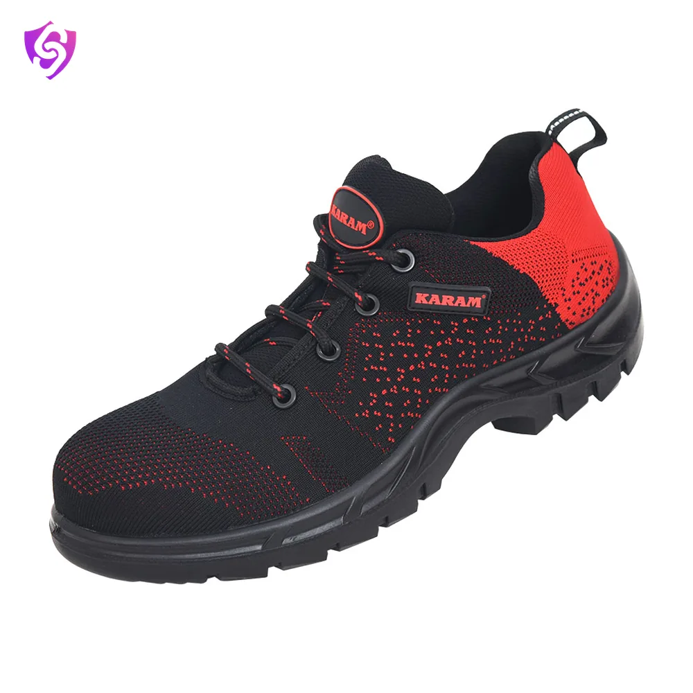 Karam Flytex Red and Black Sporty Safety Shoes