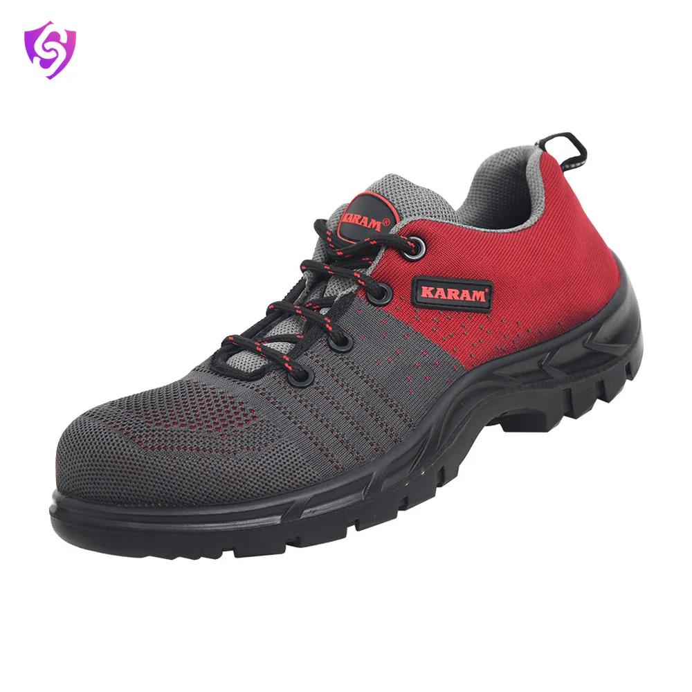 Karam Flytex Red and Grey Sporty Safety Shoes