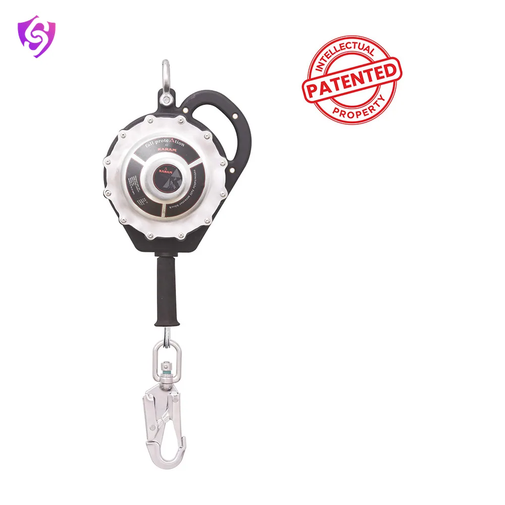 Karam Heavy Duty Sealed Retractable Block with 10 Meter Stainless Steel Wire Rope and Stainless Steel Snap Hook