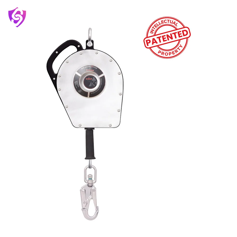 Karam Heavy Duty Sealed Retractable Block with 20 Meter Stainless Steel Wire Rope and Stainless Steel Snap Hook