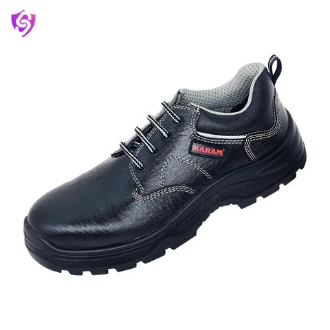 Karam Rugged Black 112RO Leather Safety Shoes With Nitrile Sole