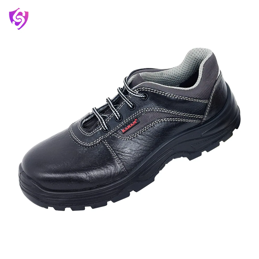 Karam Rugged Black 113RO Leather Safety Shoes With Nitrile Sole