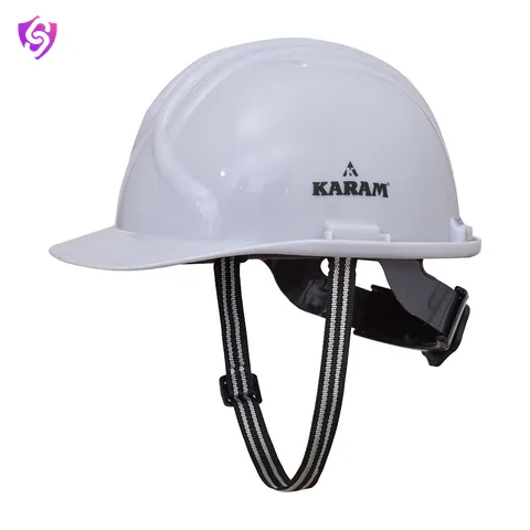 Karam Safety Helmet with Protective Peak, Ratchet type Adjustment and Textile Cradle