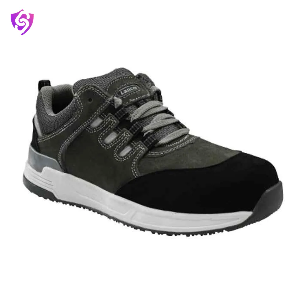 Lancer TP-1203 CT/ BLK-GREY Composite FRP Toe Buff Suede Leather Black & Grey safety shoes