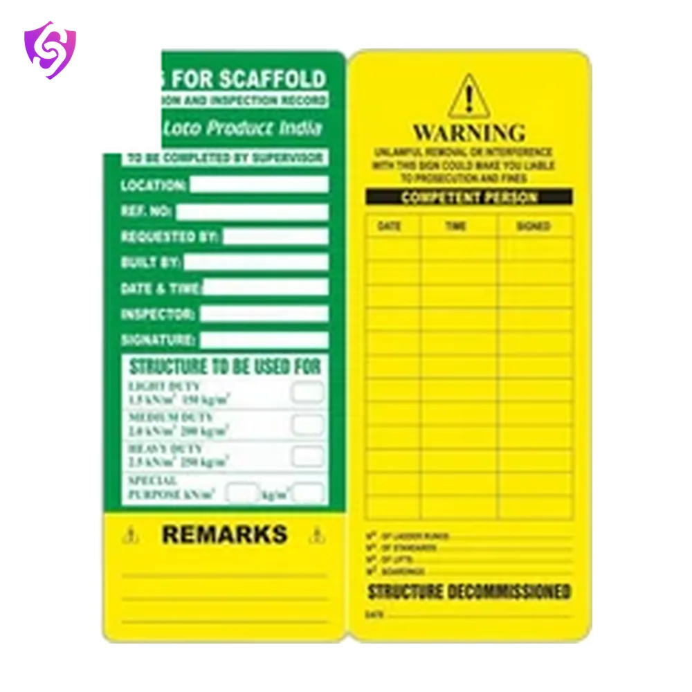 SureSafe To Use Scaffold Erection Tag