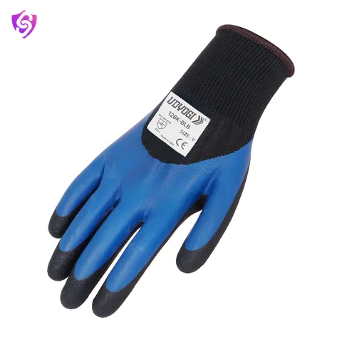 Udyogi 128K-BLB-Glossy Over Sandy Nitrile Double Dip Palm Coated Gloves